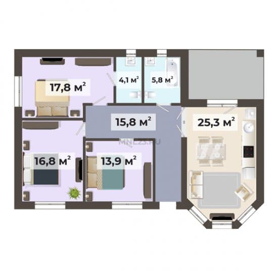 Планировка: Дом 99.5 м² в Краснодаре в КП Bounty Village