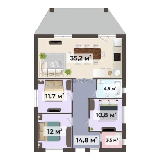 Планировка: Дом 92.6 м² в Краснодаре в КП Bounty Village