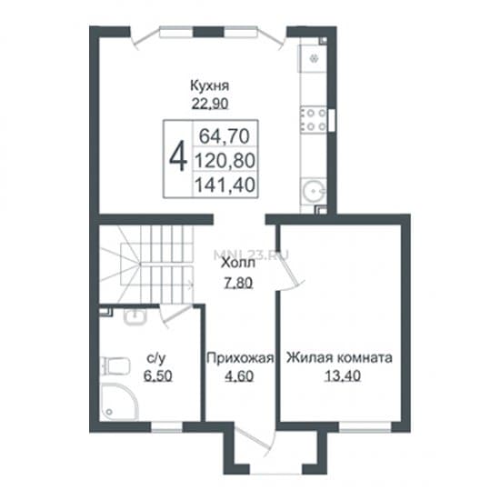 Планировка: Дом 141.4 м² в Краснодаре в КП Германия, этаж 1