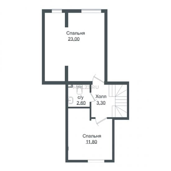 Планировка: Дом 93.3 м² в Краснодаре в КП Германия, этаж 2