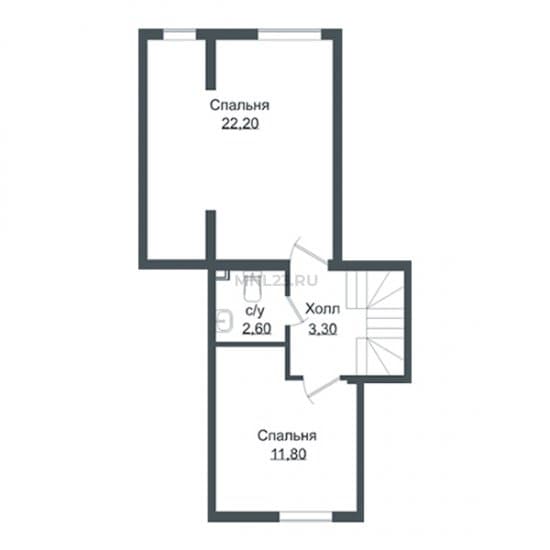 Планировка: Дом 88.6 м² в Краснодаре в КП Германия, этаж 2
