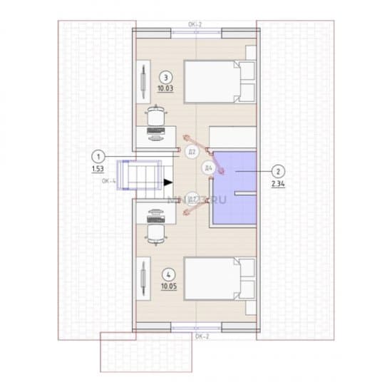 Планировка: Дом 88 м² в Краснодаре в КП Скандинавия, этаж 2