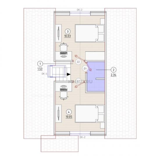 Планировка: Дом 88 (1) м² в Краснодаре в КП Скандинавия, этаж 2