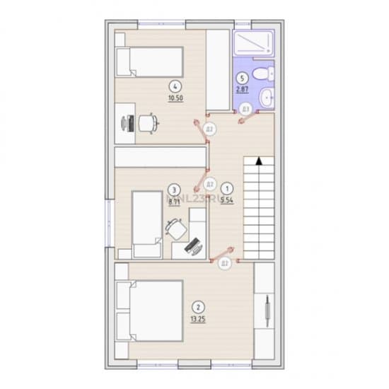 Планировка: Дом 90 м² в Краснодаре в КП Скандинавия, этаж 2