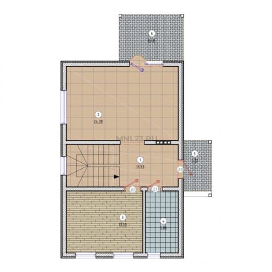 Планировка: Дом 115 м² в Краснодаре в КП Скандинавия, этаж 1