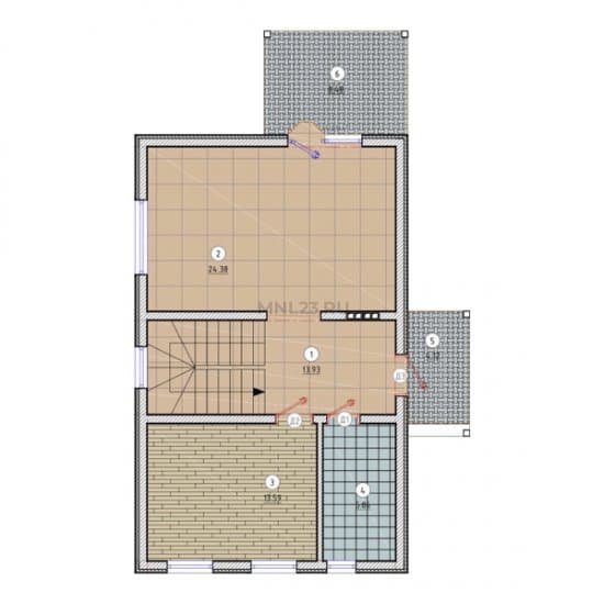 Планировка: Дом 125 м² в Краснодаре в КП Скандинавия, этаж 1