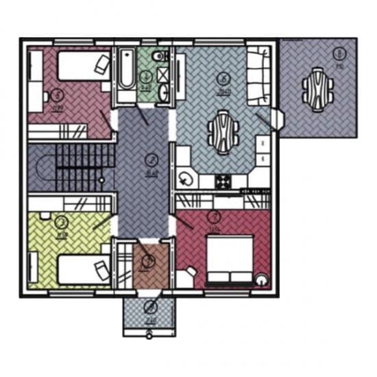 Планировка: Дом 140 м² в Краснодаре в КП Скандинавия, этаж 1