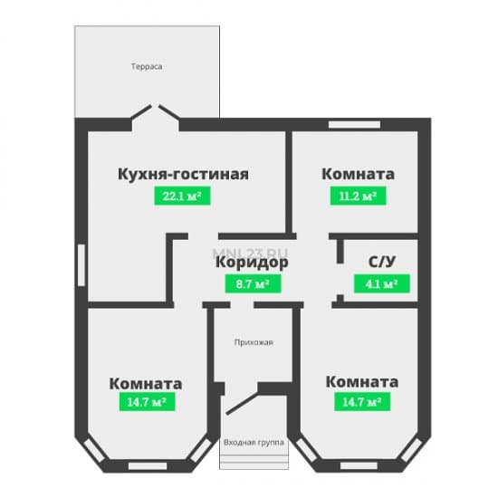 Планировка: Дом 81 м² в Краснодаре в КП Свой дом