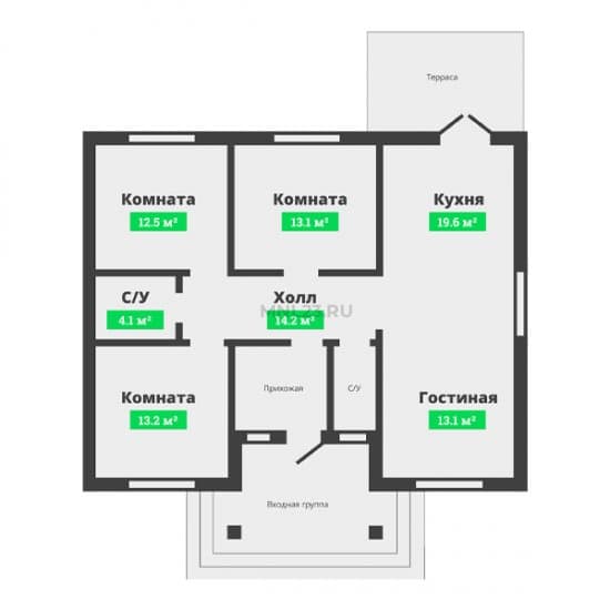 Планировка: Дом 93 м² в Краснодаре в КП Свой дом
