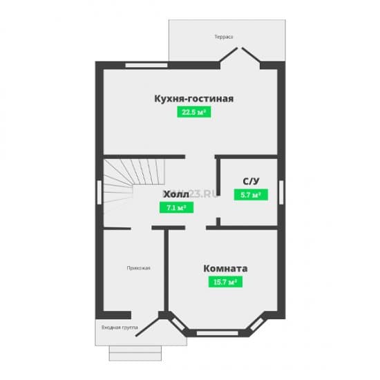 Планировка: Дом 120 м² в Краснодаре в КП Свой дом, этаж 1