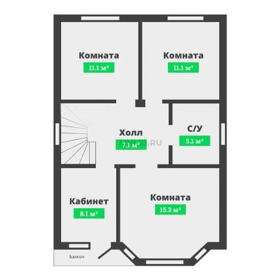 Планировка: Дом 120 м² в Краснодаре в КП Свой дом, этаж 2