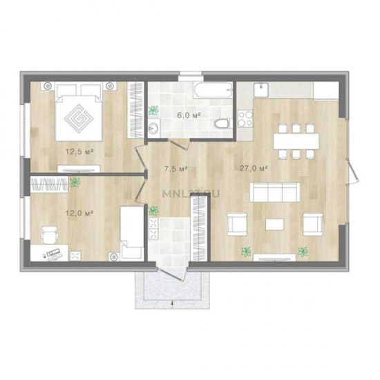Планировка: Дом 70 м² в Краснодаре в КП Olimp