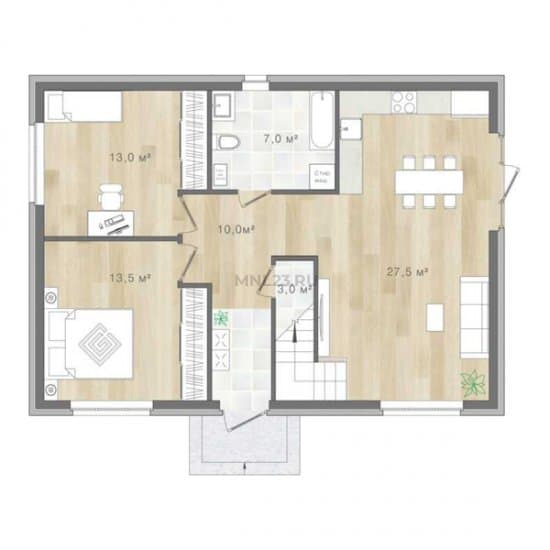 Планировка: Дом 120 м² в Краснодаре в КП Olimp, этаж 1