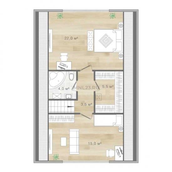 Планировка: Дом 130 м² в Краснодаре в КП Olimp, этаж 2