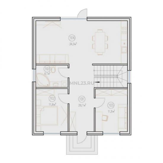Планировка: Дом 145 м² в Краснодаре в КП Elite house, этаж 1