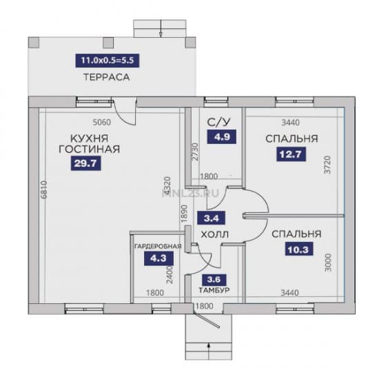Планировка: Дом 74.4 м² в Краснодаре в КП Крепость