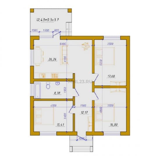 Планировка: Дом 110 м² в Краснодаре в КП Заречье