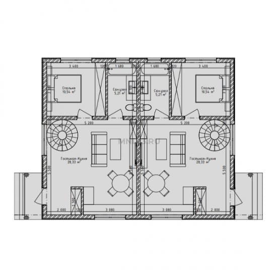 Планировка: Дуплекс 85 м² в Краснодаре в КП Олимпийский, этаж 1