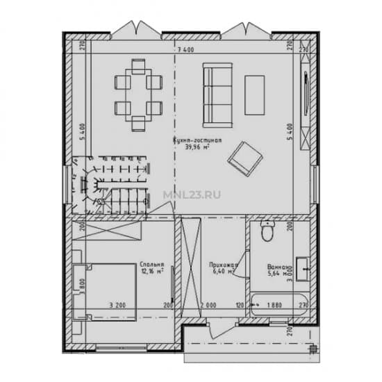 Планировка: Дом 120 м² в Краснодаре в КП Олимпийский, этаж 1