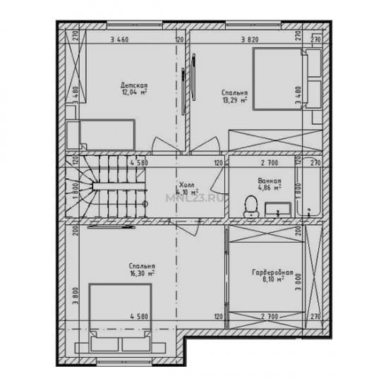 Планировка: Дом 120 м² в Краснодаре в КП Олимпийский, этаж 2