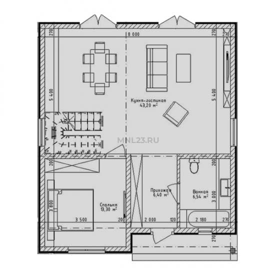 Планировка: Дом 140 м² в Краснодаре в КП Олимпийский, этаж 1