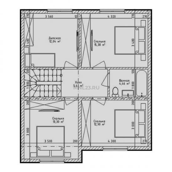 Планировка: Дом 140 м² в Краснодаре в КП Олимпийский, этаж 2