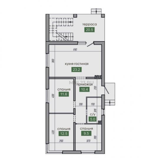 Планировка: Дом 92.7 м² в Краснодаре в КП Leto