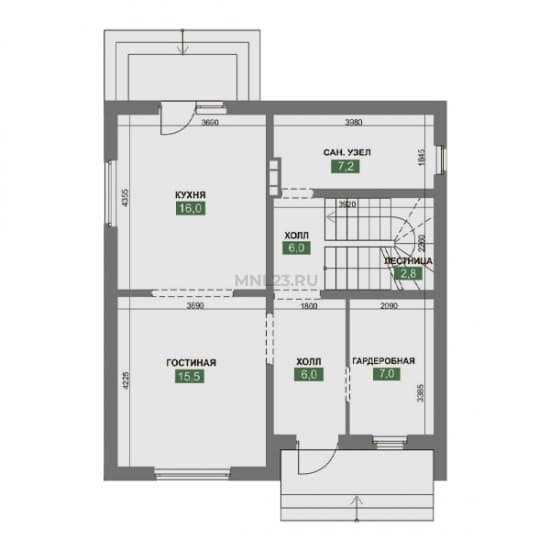 Планировка: Дом 127.5 м² в Краснодаре в КП Leto, этаж 1