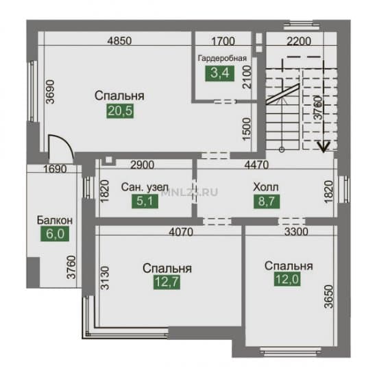 Планировка: Дом 161.9 м² в Краснодаре в КП Leto, этаж 2