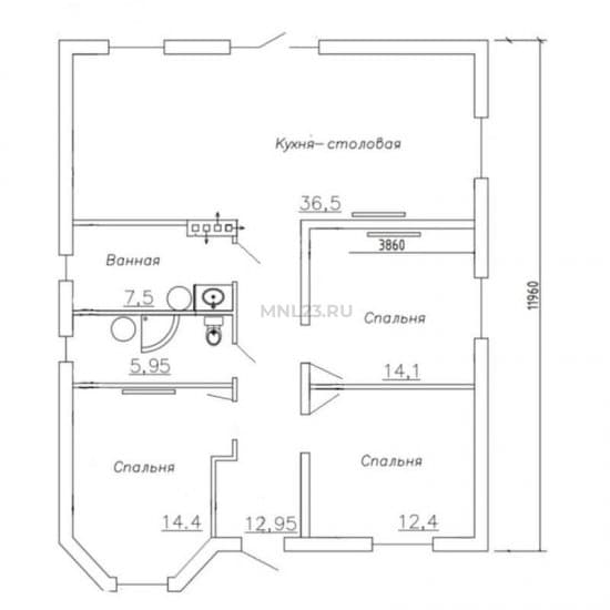 Планировка: Дом 104.2 м² в Краснодаре в КП Индустриальный