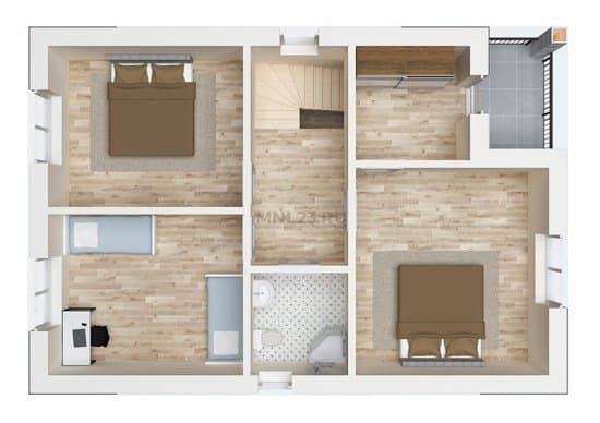 Планировка: Дом 140 м² в Краснодаре в КК Третьяковский, этаж 2