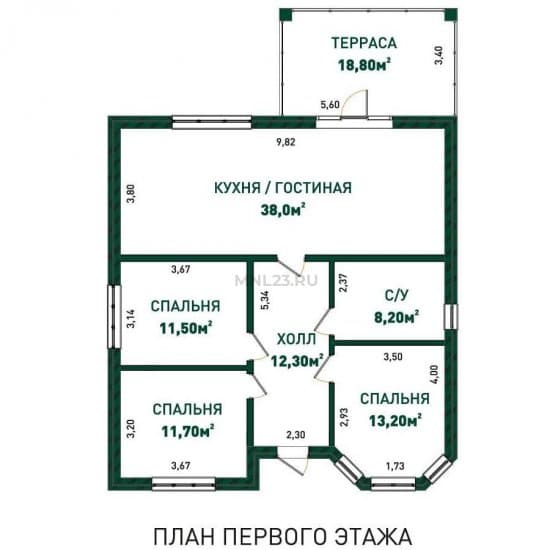 Планировка: Дом 144 м² в Краснодаре в КП Солнечный