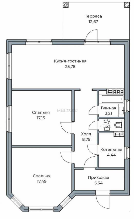 Планировка: Дом 96,5 м² в Краснодаре в КП Пенаты