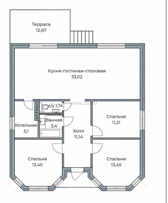 Планировка: Дом 105,18 м² в Краснодаре в КП Пенаты