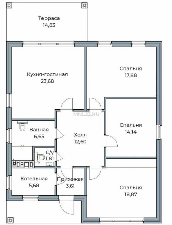 Планировка: Дом 119,7 м² в Краснодаре в КП Пенаты