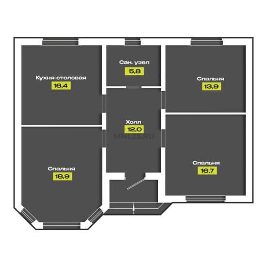Планировка: Дом 83,7 м² в Краснодаре в КП Семейный