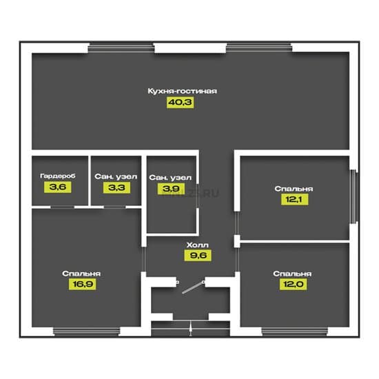 Планировка: Дом 101,7 м² в Краснодаре в КП Семейный