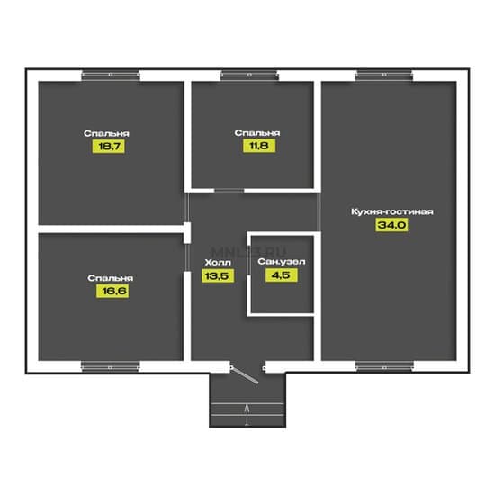 Планировка: Дом 99,1 м² в Краснодаре в КП Семейный