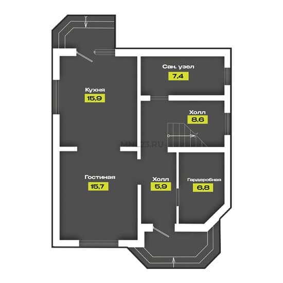 Планировка: Дом 119,7 м² в Краснодаре в КП Семейный, этаж 1