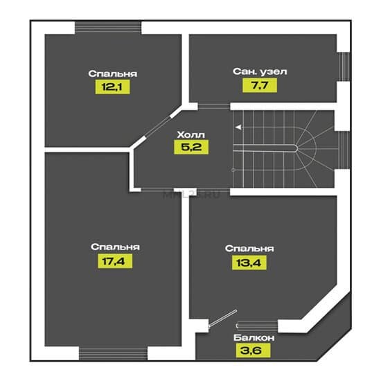 Планировка: Дом 119,7 м² в Краснодаре в КП Семейный, этаж 2