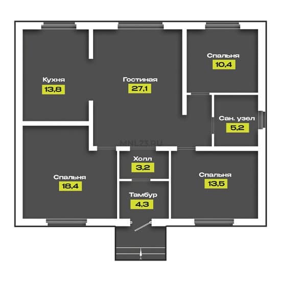 Планировка: Дом 95,9 м² в Краснодаре в КП Семейный