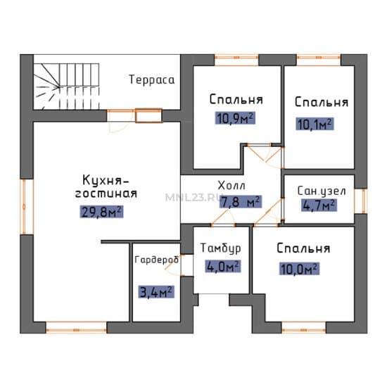 Планировка: Дом 88 м² в Краснодаре в КП Астра