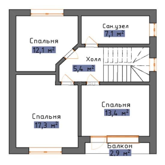 Планировка: Дом 127,5 м² в Краснодаре в КП Астра, этаж 2