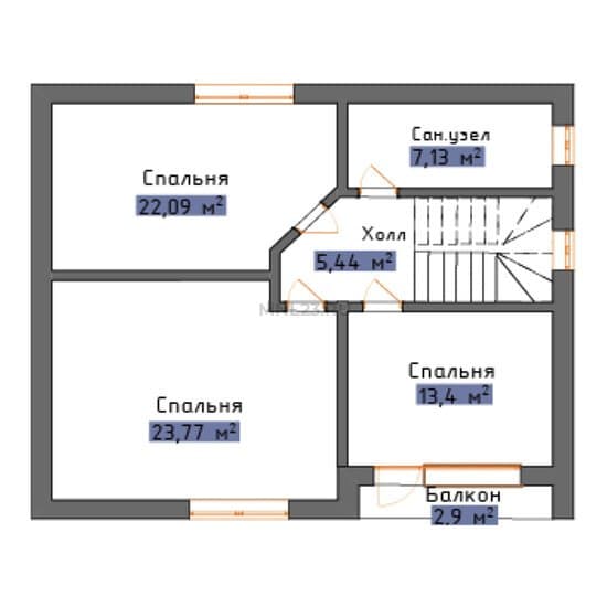 Планировка: Дом 150 м² в Краснодаре в КП Астра, этаж 2