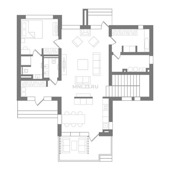 Планировка: Дом 175,5 м² в Краснодаре в КП Елизаветинский, этаж 1