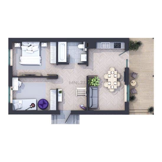 Планировка: Дом 61,5 м² в Краснодаре в КП Корсунский, этаж 1