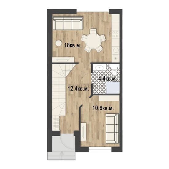 Планировка: Дом 86,9 м² в Краснодаре в КП Южный ветер, этаж 1