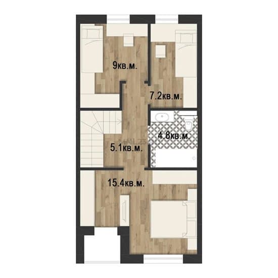 Планировка: Дом 86,9 м² в Краснодаре в КП Южный ветер, этаж 2