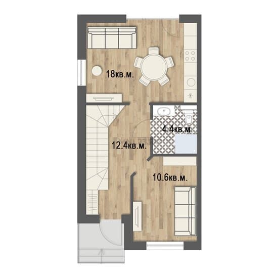 Планировка: Дом 87,4 м² в Краснодаре в КП Южный ветер, этаж 1