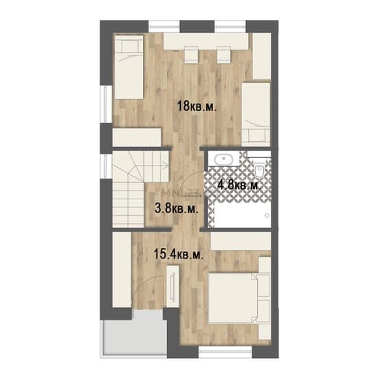 Планировка: Дом 87,4 м² в Краснодаре в КП Южный ветер, этаж 2